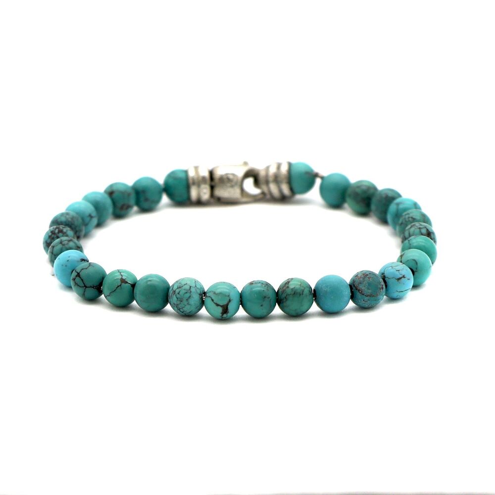 David Yurman 925 Silver Turquoise Spiritual Bead Bracelet